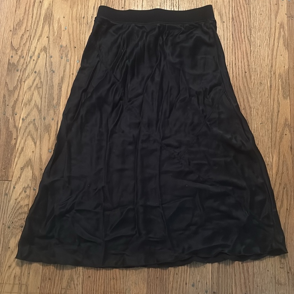 ATM Pull On A Line Silk Midi Skirt Black S/P - Picture 3 of 6